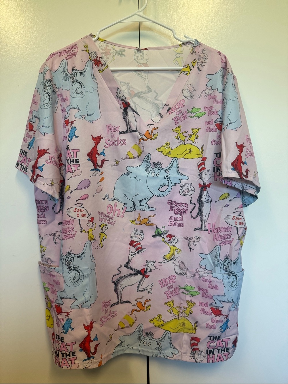 Dr. Seuss Cat in the Hat scrubs shirt - plus size - dr Seuss day teacher